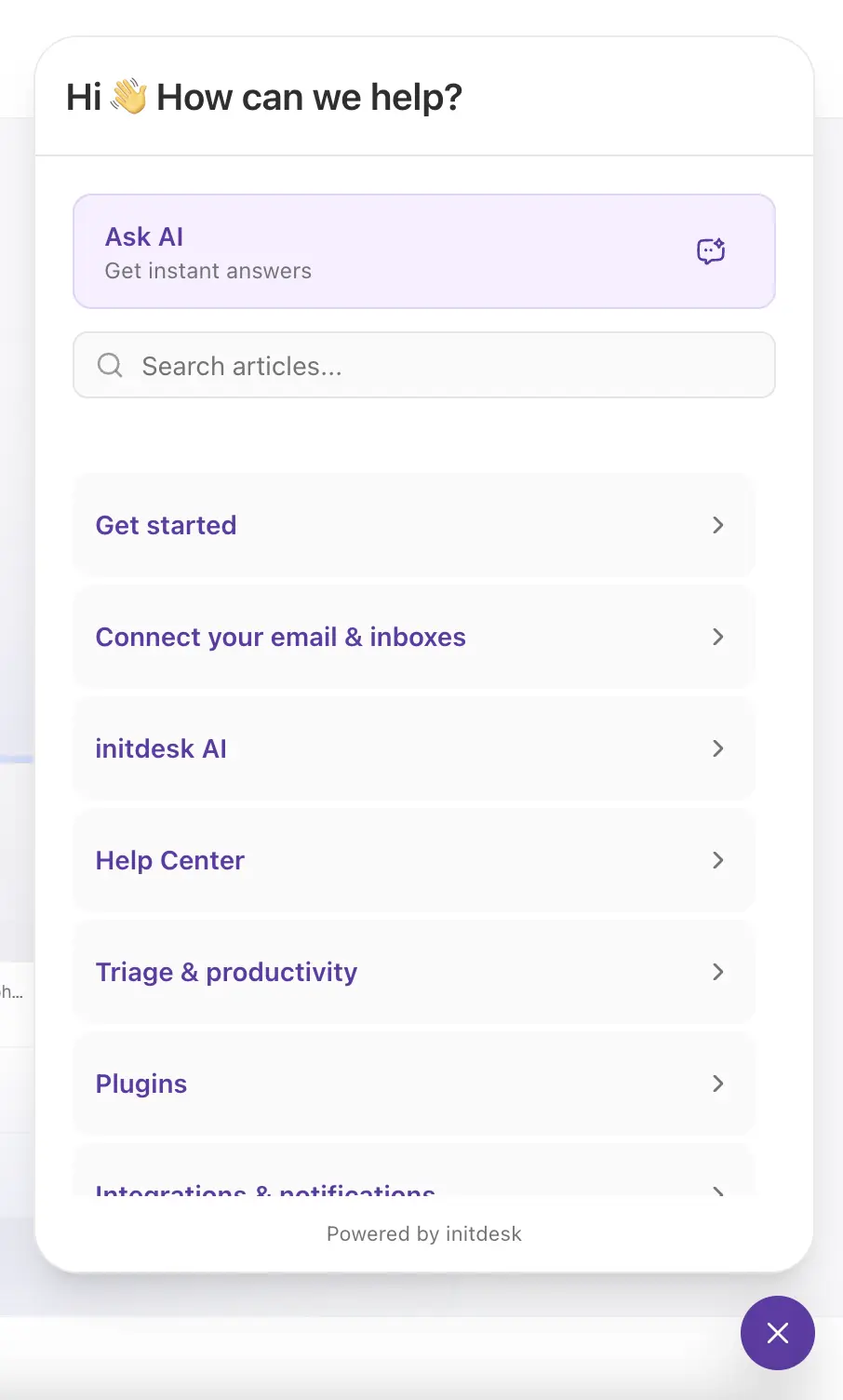 Live chat widget installed on a website